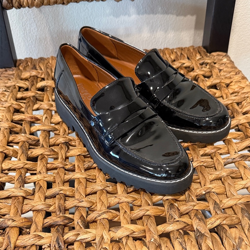Franco Sarto Black Patent Loafers